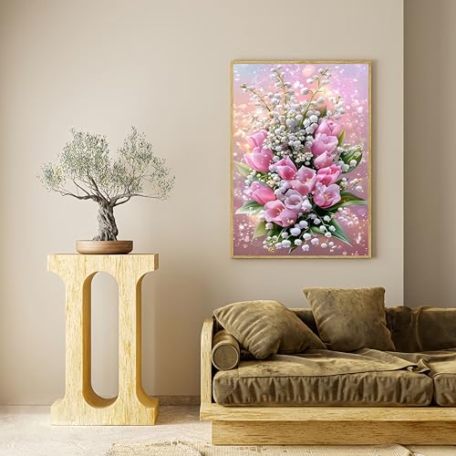 Full Round Drill Colorful Flower Diamond Art Kits for Adults,12X16 inch - color: KM1078-1