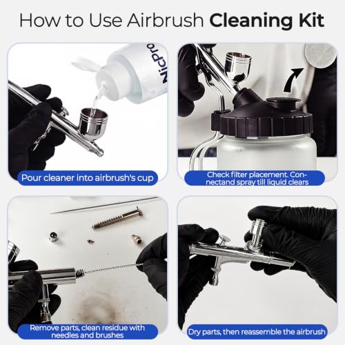Nicpro Airbrush Cleaning Kit, 8 x 4 fl oz Airbrush Cleaner - size: 32 fl oz