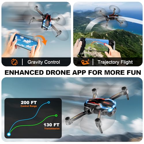 Drone with Camera for Adults, 2K HD FPV Drones with Upgrade Altitude Hold, One-Key Take Off/Landing, Speed Adjustment, Headless Mode, 2 Batteries, Toys Gifts for Teen Boys Girls, Beginner - color: Black Orange