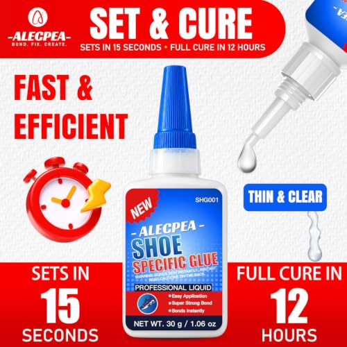 ALECPEA Shoe Glue for Sole Repair, Thin Clear Adhesive, 30g with 3 Tips - color: Shoe Glue