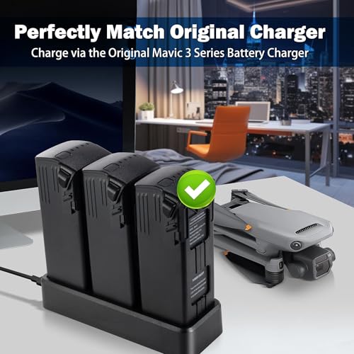Original Mavic 3 Series Battery Kit for DJI Mavic 3 Pro/Mavic 3 Pro Cine/Mavic 3 Classic/Mavic 3/Mavic 3 Cine/Mavic 3 Enterprise Drone(3 Pack Mavic 3 Batteries and One Battery Charging Hub)
