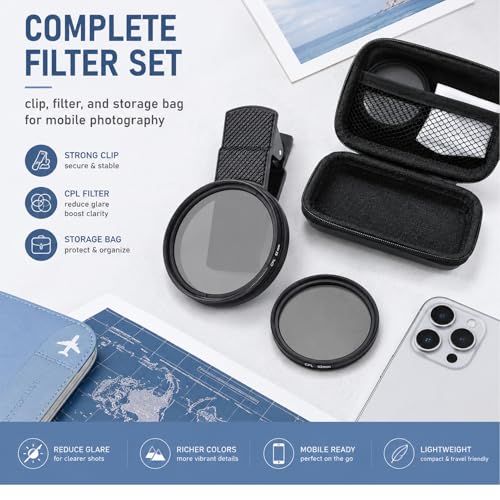 Cpl Filter iPhone,Polarized Lens for iPhone,iPhone Polarizing Filter,Polarizing Lens,Premium 52mm Cpl Filter,Widely Compatibility,for iPhone, Samsung Galaxy, and Google Pixel