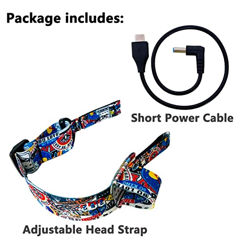 Adjustable Head Strap and Power Cable 30CM for DJI Avata Goggles 2