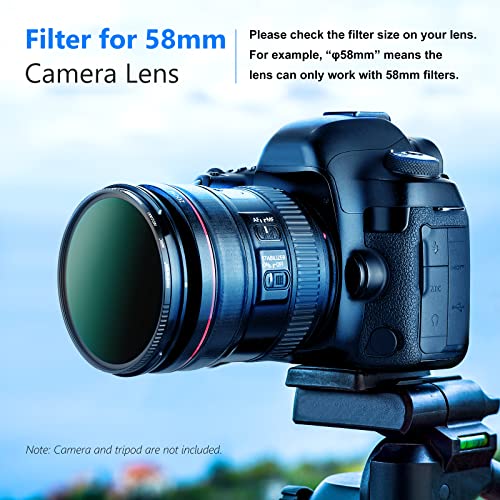 NEEWER 58mm ND Filter ND1000 10 Stops Neutral Density Filter Multi Layer Nano Coated/HD Optical Glass/Water Repellent/Scratch Resistant/Ultra Slim Black Matte Aluminum Alloy Frame for Long Exposure