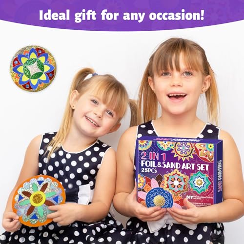 Foil Fun & Sand Art Kit for Kids, 2 in 1 Mandala Foil Arts and Sand Painting Pictures Coloring Kits, DIY Crafts Gifts for Girls and Boys Ages 4-8 - color: Foil Fun & Sand Art