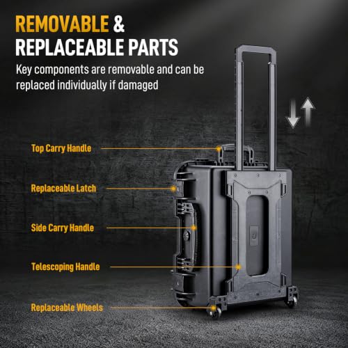 Lykus HC-4920 Hard Case with Wheels and Foam, Inner Size 18.5*13.78*7.28in - size: HC-4920
