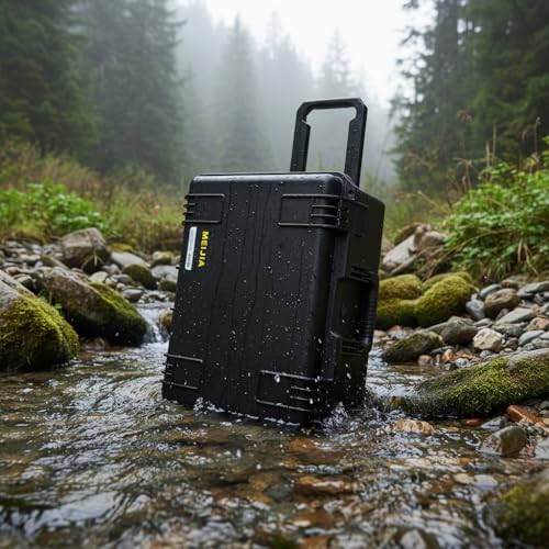 MEIJIA Premium Waterproof Rolling Hard Camera Case,Hard Protective Case with customizable fit foam and wheels,Full Protection with Light&Convenient Design,Elegant Black (21.2"x16"x10.51") - size: 21.2"x16"x10.51"