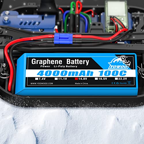 YOWOO 2 Pack 4S 14.8V 4000mAh 100C Graphene Battery EC5