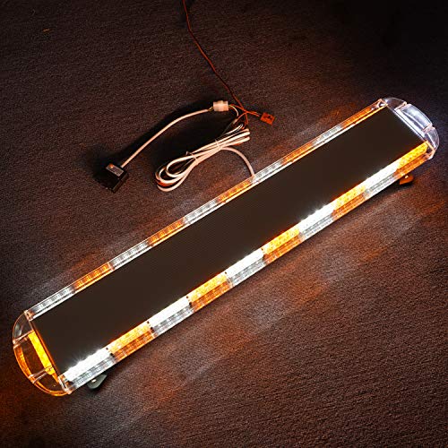 ASPL 47" 88 LED High Intensity Low Profile Roof Top Strobe Light Bar Emergency Warning Strobe Lights for Tow Truck Construction Vehicles (Amber/White) - color: Amber/White