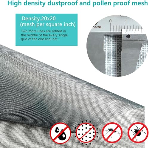 High Density dustproof and Pollen Proof net Window Screen mesh roll Used to Replace Screen Windows and Doors (Black high-Density mesh,394''×37''(1000×95cm) - color: Black high-density mesh, size: 37in x 32.5ft