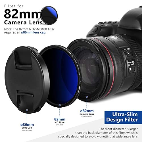NEEWER 82mm Variable ND Filter ND2-ND400 (1-9 Stops) - size: 82mm