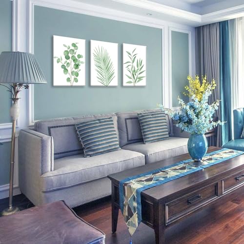 Bwodke Green Botanical Canvas Wall Art Set of 3, 16x24 inch - color: Green and White, size: 16"x24" Canvas