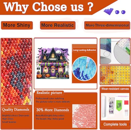 Axquilon Halloween Shop Diamond Art Kits for Adults 12x12 inch - color: Halloween Shop
