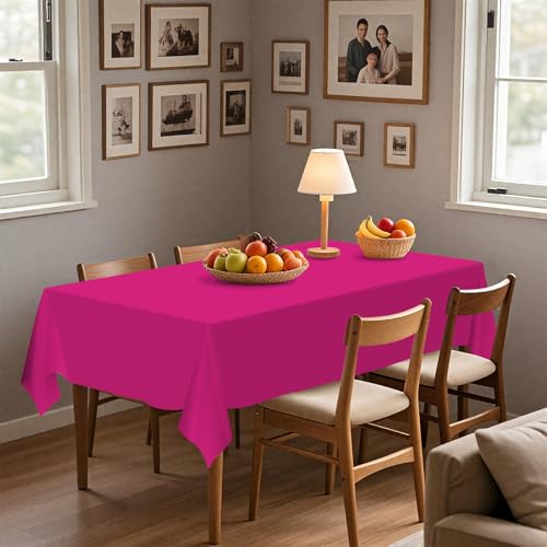 54IN X 320FT Plastic Table Cover Roll with Cutter Box, Cut to Size Plastic Table Cloths for Parties, Birthday, (Fuchsiae, 54"x3840"(Rectangular)) - color: Fuchsia, size: 3840" x 54" (Rectangular)