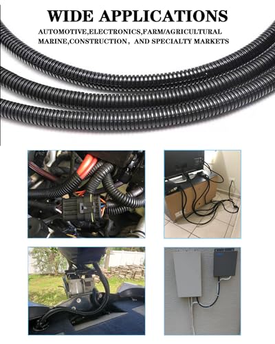 1/4 Inch Wire Loom Split Tubing - 50ft Cord Protector Electric Wires Covers, Automotive Wire Flexible Conduit, Plastic Wire Cover - size: 1/4"-50ft