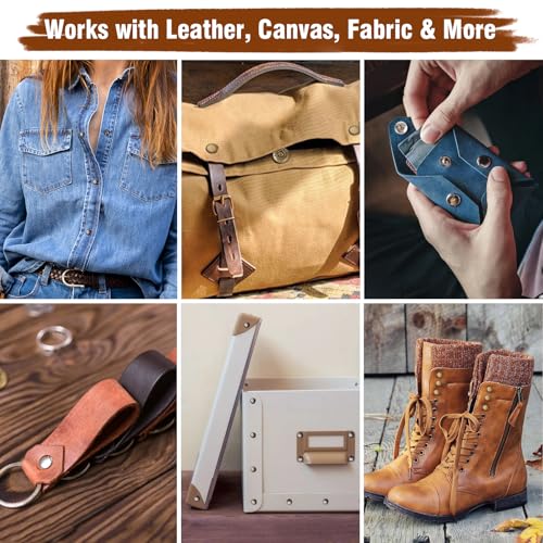 Leather Rivets Snap Buttons and Fasteners Kit - 40 Set 15MM Button Snap & 160 Set Rivets with Tool for Leather - 4 Colors Metal Snaps Rivet for Fabric Repair and Crafts, Jeans Wears, Jackets