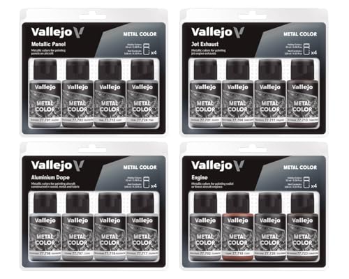Vallejo - Metallic Panel Set | Metal Color | Faithfully Reproduce Different Metallic Finishes | Contains 4 Bottles x 32 ml (1.08 fl.oz.) - style: Metallic Panel