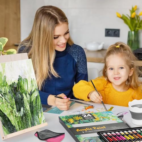 Inburit Acrylic Paint Set for Kids & Adults, Art Supplies Kit with Canvas - color: 41PCS+24Colors/22ml