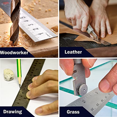 Metal Ruler with Cork Backing, 6+12+18 Inch, Non-Slip Straight Edge - style: 6+12+18 inch
