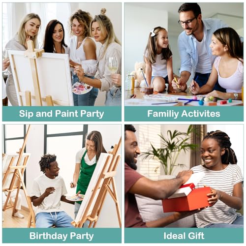 8 Pack Paint and Sip Kit for Adults, Flower Theme Pre Drawn Canvas to Paint Stretched Outline Canvas Art Painting Set Lady Night Party Favor Supplies Gift(8x10) - size: 8x10, style: Floral, without Frame