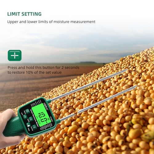 Grain Hay Moisture Tester Meter, Portable Digital Probe Tester With Lcd, High-Precision Meter For Rice, Wheat, Corn, Rice And 14 Other Crops Voice Broadcast Water Meter