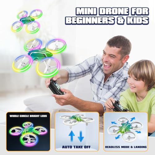 Mini Drone for Kids Beginners, RC Quadcopter with Altitude Hold, 3D Flips and LED Lights