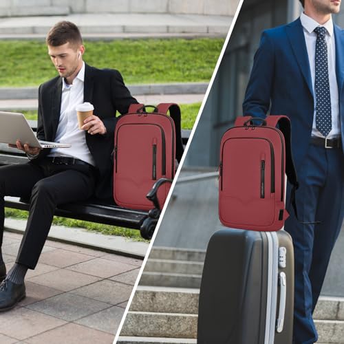 hk Backpack for Men Business Slim Laptop Bag - color: Red, size: 17.3 Inch