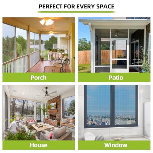 Fiberglass Window Screen Mesh Roll - 36"x100', Easy-to-Cut Screen Door Mesh for Windows, Pool, Porch Durable Mesh Replacement Option - size: 36” x 100’