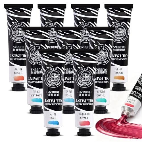 Paul Rubens Metallic Oil Paint Set,9 Colors*60 ml Large Professional Tubes - color: 9 metallic colors
