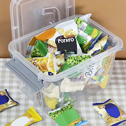 3.5 Quart Small Clear Lidded Storage Bin with Handle, 6 Packs - color: Grey