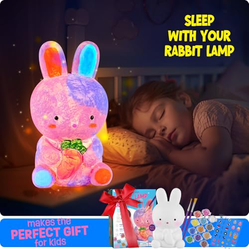 Paint Your Own Bunny Lamp Kit, Crafts for Kids Ages 6-12, Gifts for Girls - style: Bunny