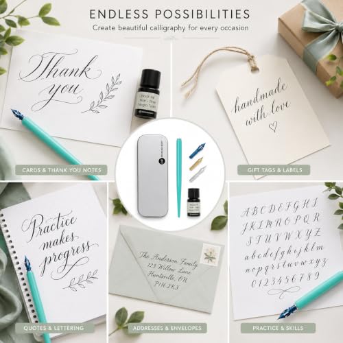 MANUSCRIPT Modern Calligraphy Dip Pen Set, 3 Nibs, Turquoise Holder