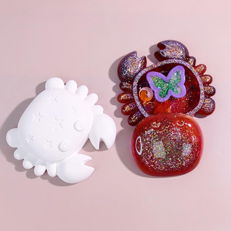 Crab Jar Resin Molds with Lid, 3D Animal Silicone Storage Box Mold - color: Crab Resin Mold