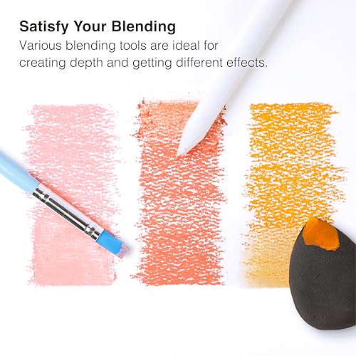 COLOUR BLOCK 30pcs Sketching Tool Set with Soft Pastels Drawing Art Blenders, Blending Stumps, Tortillions, Sandpaper, Sketch Pencil Extender, Rubber Pens