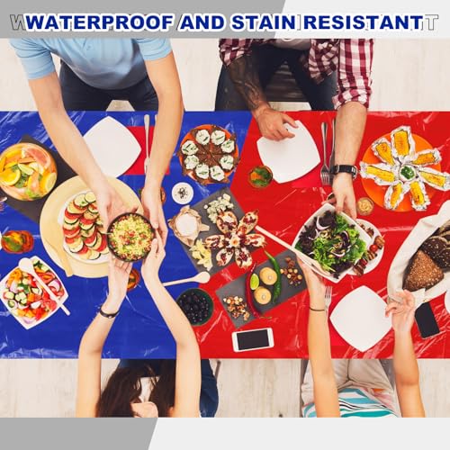 Boao 12 Plastic Elastic Fitted Tablecloths, 8 Ft, 96 x 30 Inch, Navy Blue - color: Navy Blue, size: 8 Ft, 96 x 30 Inch