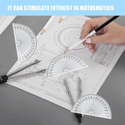 Clear Plastic Protractor Set, 180 Degrees Semicircular Math Rulers, 10 Pack, 3.9 x 2.6 Inch, Transparent Durable Design for Geometry and Technical Drawing