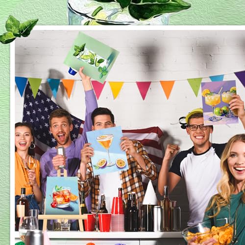 Affrolling 12 Pcs Pre Drawn Canvas for Painting for Adults 8 x 8 Inch Canvas Painting Kits Stretched with Drawing Ready to Paint Beginner Artists Date Night Party Supplies(Cocktail) - style: Cocktail