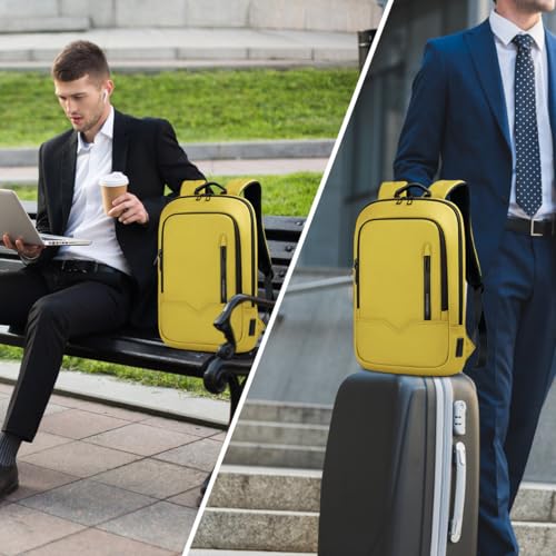 hk Backpack for Men Business Slim Laptop Bag - color: Lemon Yellow, size: 15.6 Inch