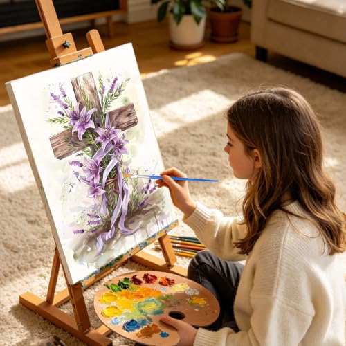 Kalonyth Cross Framed Paint by Numbers Kit for Adults Beginner 8x12 inch - color: Frame-OP-US12