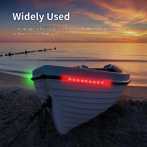 RVZONE Boat Red & Green Bow Navigation Lights, IP67 LED Marine Deck Light - color: 7.8 inch/Red and Green/black shell