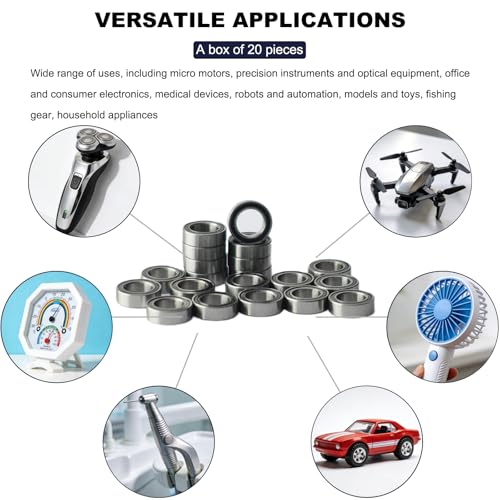 20 PCS MR106-RS Deep Groove Double Shielded Ball Bearings - 6x10x3mm Micro Bearings for 3D Printers, Electric Motors, Home Appliances, Garden Machiner (MR106) - size: MR106-RS