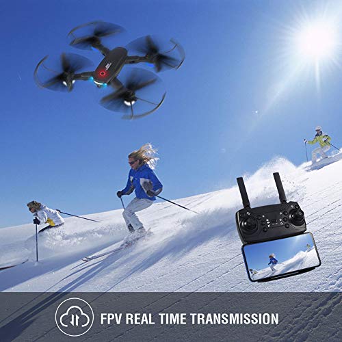 Foldable Drone with 720P Camera for Adults - R10 WiFi FPV RC Quadcopter with Altitude Hold - Gesture Photography - APP Control - Includes 2 Batteries