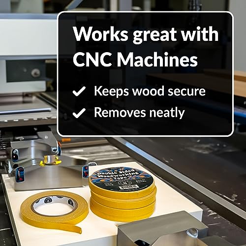 HIPPIE CRAFTER 5 Pack Double Sided Tape for Woodworking, 1/2 Inch Wide Heavy Duty Woodworking Tape for CNC Machines and Routing Templates, 60 Feet Each, 300ft Total - size: 1/2" (Pack of 5)