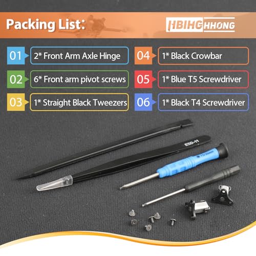 2Pcs Front Arm Axis Replacement for DJI Mini 3/Mini 3 Pro Front Arm Shaft Screws Front Arm Hinges for DJI Mini 3 Drone Accessories Parts with Repair Tools( 6Pcs Front Arm Hinges Screws)