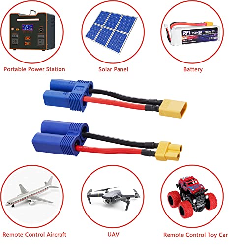XT30 Male to EC5 Female Connector Adapter,XT30-EC5 Extension Cable - size: XT30 Male-EC5 Female