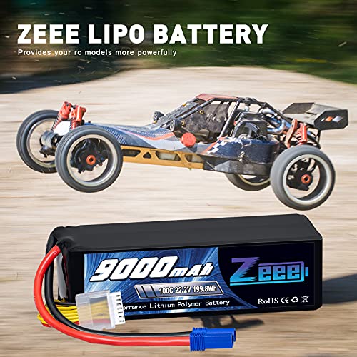 Zeee 6S Lipo Battery 9000mAh 22.2V 100C EC5 Connector (2 Pack)