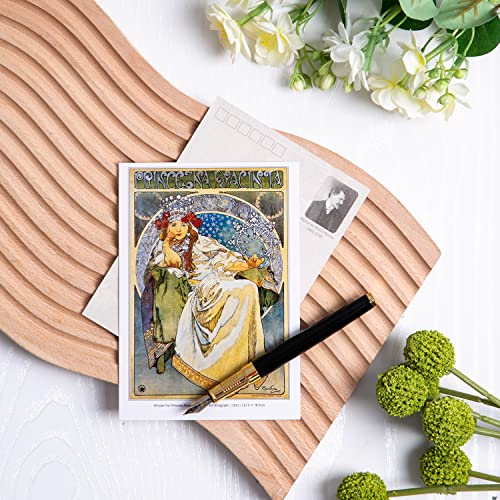 Alphonse Mucha Art Postcards, Famous Painting Artwork Post Cards Bulk Pack(30 Pack), Aesthetic Art Picture Collage Kit for Wall, Postcards Poster for School Students Teacher Thank You Note Cards - color: Alphonse Mucha
