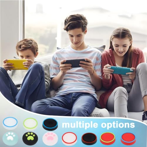 20PCS Switch Joystick Caps Bundle, Skin-Like Buttery Soft Ergonomic Odorless Silicone Thumb Grips, Anti-Slip Sweatproof Glow&Cat Paw Analog Stick Covers for Switch/OLED/Lite/NS