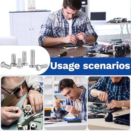 530Pcs 304 Stainless Steel Metric Micro Screws Nuts Assortment, M1.6x4/5/6/8/10mm Sizes, Phillips Pan Head, Fully Threaded Kit for Arduino, RC Models, Electronics, DIY Projects - size: M1.6x4/5/6/8/10- 530 Pcs