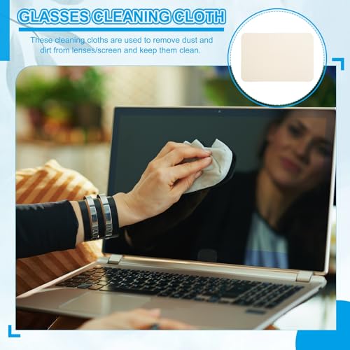 PATIKIL Glasses Cleaning Cloth 11.4" x 7.7", 2 Pcs Microfiber Eyeglasses Polishing Cloth Soft Suede Wipe Screen for Camera Lens Eyeglasses Screens Smart Devices, Beige